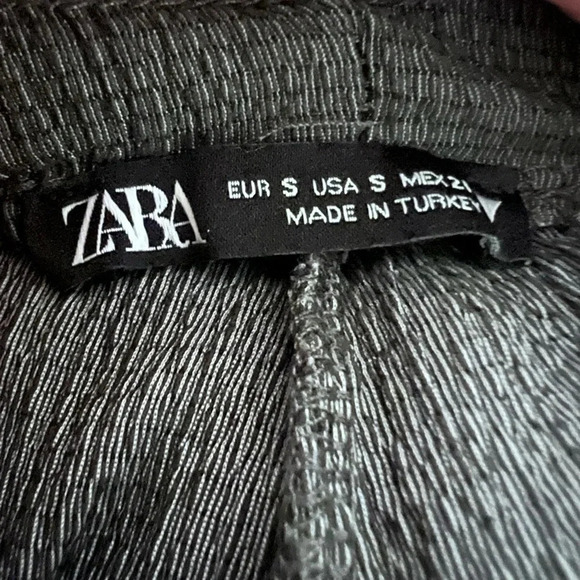 Zara Dark Gray Small Wide Leg Ribbed Pants - Picture 2 of 4